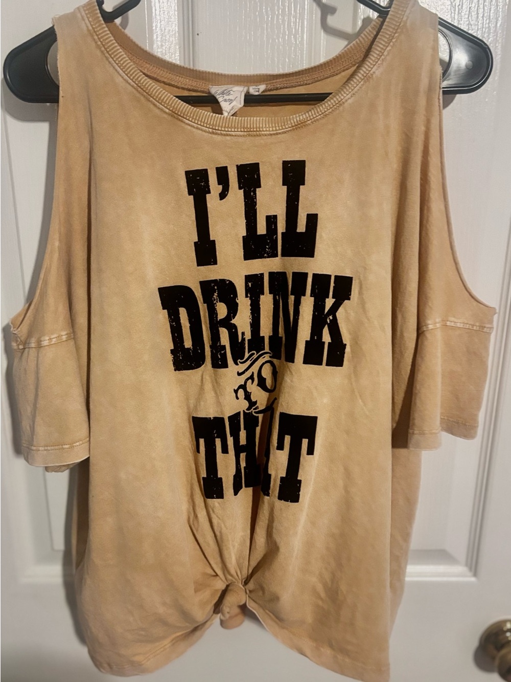 IOC Women's “I'll Drink To That” Cold Shoulder Tee (Style PT181419BB) Size L